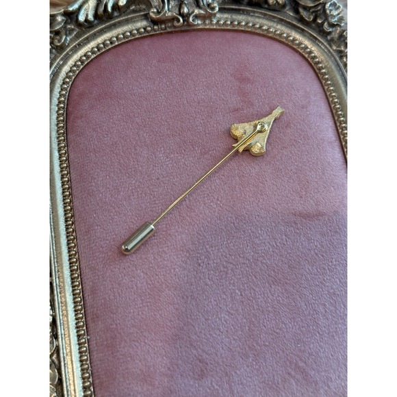 Christmas Tree Rhinestone‎ Stick Lapel Pin Gold Tone Holiday Jewelry - Picture 2 of 3